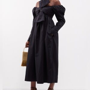 Aje Black Off-Shoulder Midi Dress